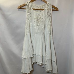 FREE PEOPLE cream lace tunic Size Large